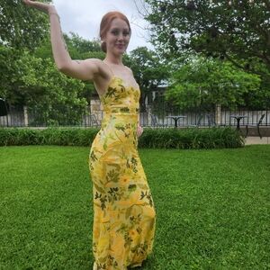 Lulus Glittering Icon Yellow Gown